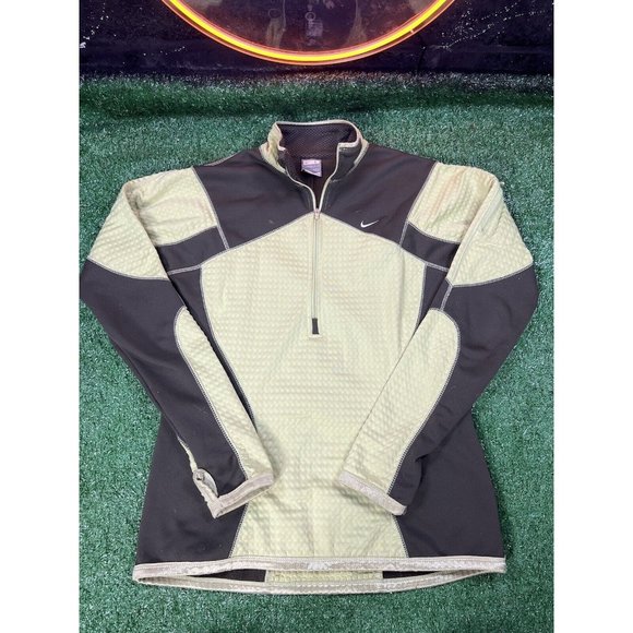 Vintage Nike Therm-fit 1/2 Zip‎ Up Green Pullover Longsleeve Sweatshirt Sz LG - Picture 1 of 8